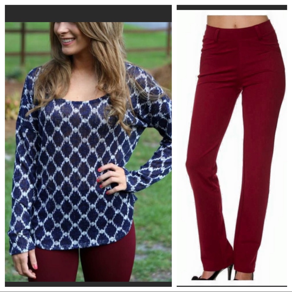 Get The Set M(6/8)Lightweight Knit Sweater/Super Comfortable,Burgundy Pants